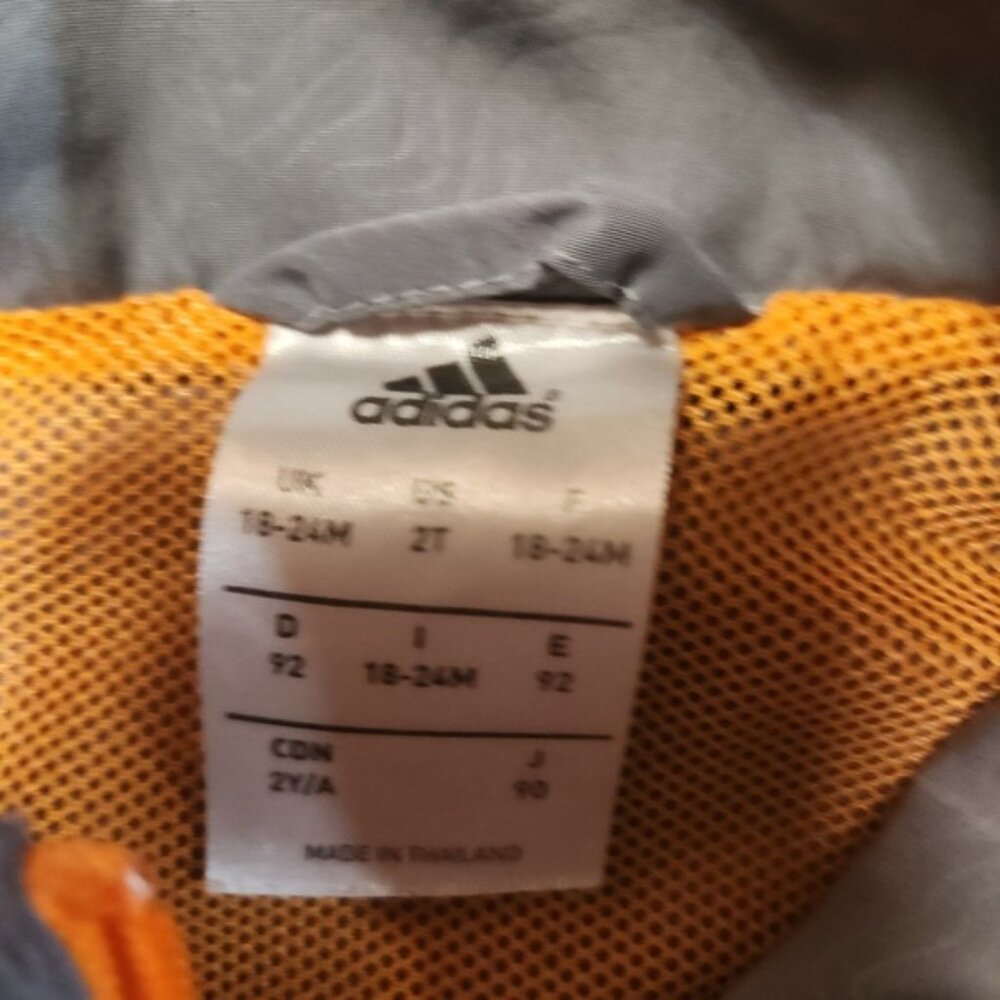 Adidas Disney Planes Windbreaker Jacket Grey Orange Toddler Boys 2T Track Jacket - Picture 2 of 5